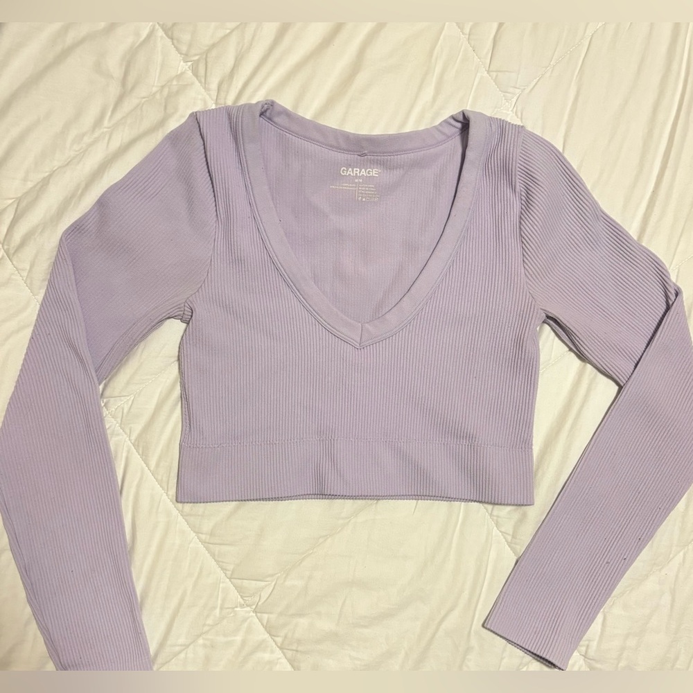 Garage Light Purple Cropped Long Sleeve